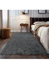 OTTO home , Hochflor-Teppich »Banji« rechteckig 37 mm Höhe Uni Farben, weich und flauschig, auch als Läufer & in rund erhältlich , grau , B : 60 cm...