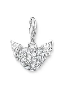 Thomas Sabo , Juegendliche , Charm-Einhänger »Flügelherz weiße Steine, 0626-051-14« mit Zirkonia (synth.) , silberfarben-weiß + weiß , Ikonischer...