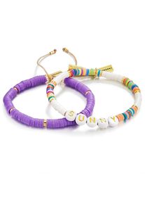 Yokoamii, Damen, Perlenarmband &raquo;Set: Y10&laquo; 2er Set Armb&auml;nder, lila, lila, Peppig-bunte Damen-Armb&auml;nder im Zweier-Set