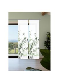HOME in green, Schiebegardine &raquo;RUFUS&laquo; Paneelwagen 2 Stk. tlg. Bambusoptik, SET, recycelt, Digitaldruck, gr&uuml;n, Polyester, 245 cm, gr&uuml;n