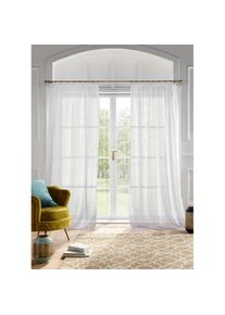 my home , Gardine »Mila« Kräuselband 1 Stk. tlg. mit Wellenmuster bestickt, Voile, einfarbig , weiß , Obermaterial: 100% Polyester , 225 cm