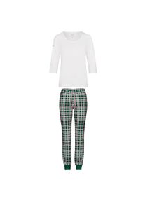 TRIGEMA , Schlafanzug »Pyjama im Karo Style« 1 Stk. tlg. , weiss-C2C , L , L , Single-Jersey