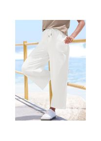 ELBSAND, Damen, 7/8-Hose &raquo;Sanna&laquo; aus Sweatware mit weitem Bein, wei&szlig;, N-Gr, S (36) -N-Gr, wei&szlig;, Mit praktischen Seitennahttaschen