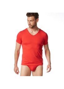 Bruno Banani , V-Shirt »CHECK LINE 2.0« Pique Optik, Kurzarm, V-Neck, Cotton-Mix , rot karo , 7 (XL) , 7 (XL) , V-Shirt für Herren von Bruno Banani