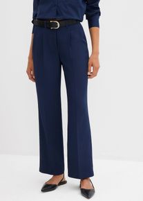 bonprix Femei Pantaloni cu pense, cu model ușor larg, tip barrel, albastru, 42