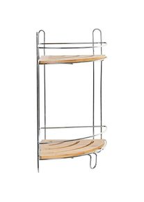 DKD Home Decor, Regal, Eckregal natürlich Bambus Rostfreies Chrom-Metall 2 Regale 19,5 x 19,5 x 36,5 cm