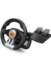 Krom K-Wheel Schwarz USB Lenkrad + Pedale Analog / Digital PlayStation 4 (PS4, Playstation Classic, PS3, Xbox One S), Gaming Controller, Schwarz