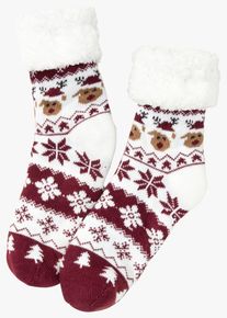 Kosesokker med teddyfôr med resirkulert polyester, rød, størrelse 39-42, bonprix