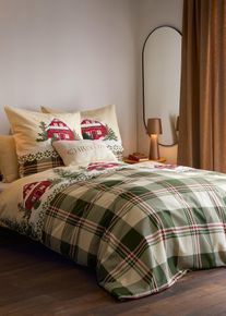 Biancheria da letto a quadri con casette, Verde, Taglia 1 (1 da 80x80 cm, 1 da 135x200 cm), bonprix