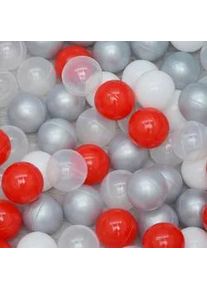 LittleTom Bällebad-Bälle 200 Stück, Rot/Grau/Weiß/Transparent, 5.5 cm , Kunststoff , Rund , 5.5x5.5x5.5 cm , Spielzeug, Kinderspielzeug, Sonstiges Spielzeug