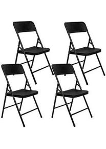 AMANKA Klappstühle 4er Set in Rattan-Optik bis 150kg 50x46x83,5 cm , Schwarz , Kunststoff , 50x83.5x46 cm , Gartenmöbel, Gartenstühle, Gartenklappstühle