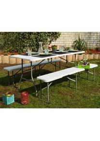 AMANKA Bierzeltgarnitur für 8 Personen, 180/70cm, Weiß , Kunststoff , Rechteckig , Gartenmöbel, Gartenmöbel-Sets