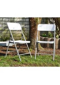 AMANKA Klappstühle 2er Set bis 150kg 50x46x83,5 cm , Weiß , Kunststoff , 50x83.5x46 cm , Gartenmöbel, Gartenstühle, Gartenklappstühle