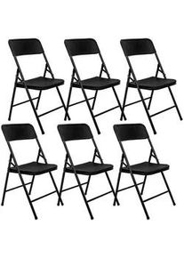 AMANKA Klappstühle 6er Set in Rattan-Optik bis 150kg 50x46x83,5 cm , Schwarz , Kunststoff , 50x83.5x46 cm , Gartenmöbel, Gartenstühle, Gartenklappstühle