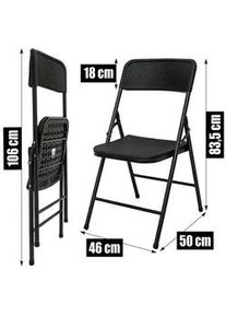 AMANKA Klappstühle 8er Set in Rattan-Optik bis 150kg 50x46x83,5 cm , Schwarz , Kunststoff , 50x83.5x46 cm , Gartenmöbel, Gartenstühle, Gartenklappstühle