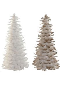 Esprit, Weihnachtsbaum, Weihnachtsbaum Home Weiss Gold Pappe Feder 22 x 22 x 46 cm (2 Stück) (46 cm)