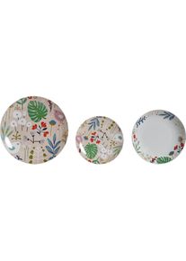 DKD Home Decor, Geschirrset, Geschirr-Set Blomster Urban 27 x 27 x 3 cm 18 Stücke (18 pcs) (18 Stück)