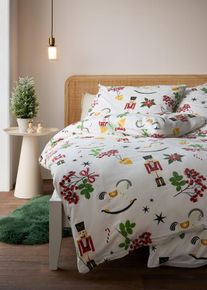 bonprix Lenjerie de pat cu model spărgător de nuci, alb, 1x 80/80 cm, 1x 135/200 cm