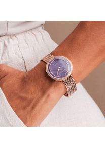 Holzkern; Drewniany zegar Coralline (ametyst/róża), Damskie, Naturalne drewno