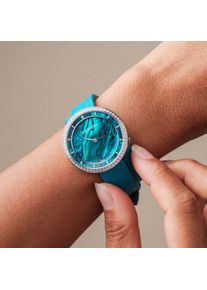 Holzkern; Drewniany zegar Coralline (abalon/srebro), Damskie, Naturalne drewno