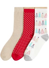 Lot de 3 paires de chaussettes à fil brillant entourées d'un ruban en satin - blanc - taille 35-38 - bonprix