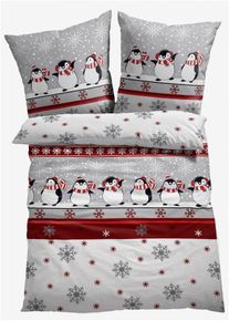 Parure de lit avec pingouins - blanc - taille 135x200 cm - 100% coton - bonprix