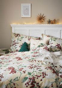 Parure de lit à motif de sorbier des oiseaux - beige - taille 135x200 cm - 100% coton - bonprix