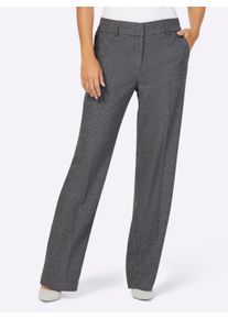 Dames Broek met persplooien in gemêleerde look in antraciet gemêleerd ,maat 19, WITT, 72% Polyester, 27% Viscose, 1% Elastan