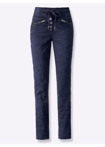 Heine Dames Comfortbroek van crinkle-stof in marine ,maat 50, Witt, 98% Katoen, 2% Elastan