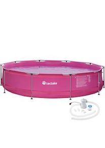 TecTake Piscina rotonda con telaio in acciaio e pompa filtraggio Ø 360 x 76 cm rosa fucsia - 403824