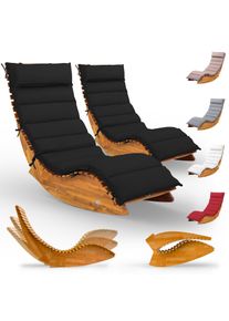 Casaria Saunaliege Java 2er-Set Akazie FSC -zertifiziert mit Auflage Antrazit