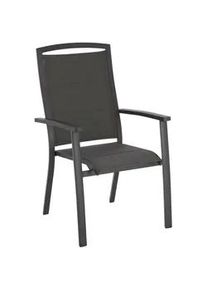 Ambia Garden Stapelsessel , Anthrazit , Metall, Textil , Flachrohr , 63.50x104x62 cm , stapelbar , Gartenmöbel, Gartensessel, Stapelsessel