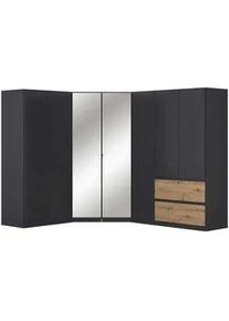 Rauch Möbel Eckkleiderschrank , Grau, Eiche Artisan , Holzwerkstoff , 8 Fächer , 2 Schubladen , 208x197x253 cm , Blauer Engel, Goldenes M, BQ - Bündnis für Qualität, Made in Germany , Schrankfront mit Spiegel , Schlafzimmer, Kleiderschränke, Eckschränke
