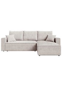 CARRYHOME Ecksofa , Naturfarben , Textil , Füllung: Schaumstoffflocken,Schaumstoffflocken , Ottomane rechts, seitenverkehrt montierbar, L-Form ,