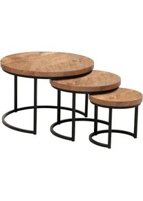 OMG Design, Couchtisch &raquo;Hugo&laquo; 3 Stk. tlg. im 3er Set, variabel stellbar, Mango + Schwarz + Mango, B/H/T: 75 cm x 50 cm x 75 cm, Mango + Schwarz + 