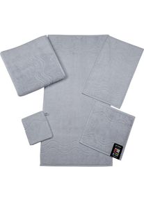 Ross, Waschhandschuh &raquo;Cashmere feeling&laquo; mit Wellen-Bord&uuml;re, chromfarben, Frottier, Baumwolle, B/L: 16 cmx22 cm -6 Stk., chromfarben