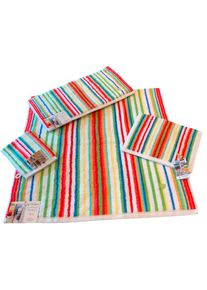 Ross , Waschhandschuh »Multicolor« mit Streifen und gesticktem -Emblem , rot , Obermaterial: 100% Baumwolle , B/L: 16 cmx22 cm