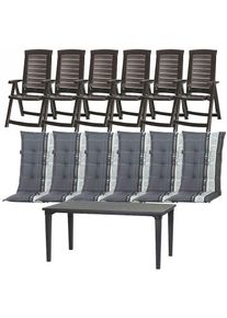 Allibert , Garten-Essgruppe »Aruba / Futura« Set, 13 Stk. tlg. bestehend aus 6 Sesseln und 1 Tisch , graphit +