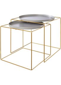 Creativ deco, Beistelltisch Set, 2 Stk. tlg. im 2er Set, im Nesting-Design, aus Metall, H&ouml;he ca. 47 und 42 cm, goldfarben, 100% Metall, B/H/T: 47 cm x
