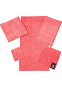 Ross, Waschhandschuh &raquo;Cashmere feeling&laquo; mit Wellen-Bord&uuml;re, flamingo, Frottier, Baumwolle, B/L: 16 cmx22 cm -6 Stk., flamingo