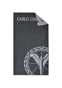 Carlo Colucci , Strandtuch »Stefano« mit auffälligem Logo und Schriftzug , anthrazit-silberfarben , Obermaterial: 100% Baumwolle , B/L: 100 cmx180 cm