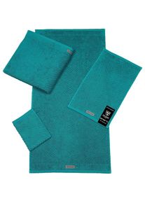 Ross , Waschhandschuh »Smart« Uni-Rippe mit Velourslabel , smaragd , Obermaterial: 100% Baumwolle , B/L: 16 cmx21 cm