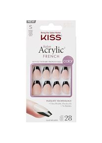 KISS, Nagelstyling + Kunstnägel, Adhesive nails Salon Acrylic French Color - Flame 28 pcs (Nagelkleber, Dark Black)