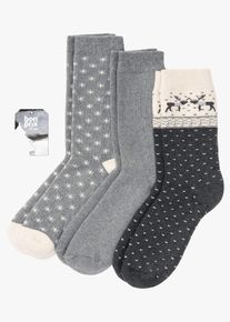 Termosokker med økologisk bomull (3-pack), grå, størrelse 35-38, bonprix