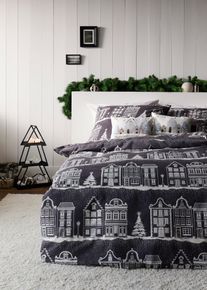 Biancheria da letto con casette, Grigio, Taglia 1 (1 da 80x80 cm, 1 da 135x200 cm), bonprix