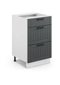 VICCO Badschrank Fame-Line Anthrazit 50 x 82 cm ohne Ap , Anthrazit, Weiß , Holzwerkstoff , 3 Fächer , 3 Schubladen , Rechteckig , 50x82x51.6 cm , Badezimmer, Badezimmerschränke, Midischränke