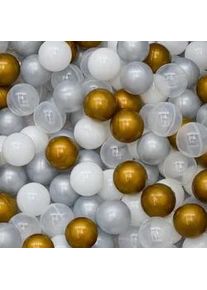 LittleTom Bällebad-Bälle 200 Stück, Gold/Grau/Weiß/Transparent, 5.5 cm , Goldfarben , Kunststoff , Rund , 5.5x5.5x5.5 cm , Spielzeug, Kinderspielzeug, Sonstiges Spielzeug