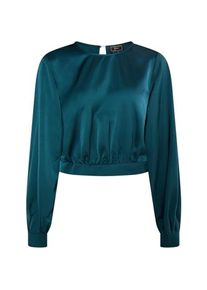 Fenia, Blusen, Damenbluse mit langen Ärmeln, glänzendem Satin, dekorativem Rückenausschnitt und Taillenbund, (XL)