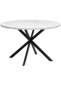 Mid.you Esstisch, Schwarz, Wei&szlig;, Metall, Holzwerkstoff, rund, Flachrohr, 120x75x120 cm, Bsci, Esszimmer, Esstische, Esstische rund