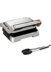 Tefal Kontaktgrill »GC773D OptiGrill 2-in-1 mit Grillzange« 2100 W intelligenter Grill & BBQ, aufklappbar, 9 Auto-Programme in grau